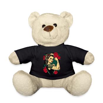 Femme forte Mère Roses Cadeau de fête des mères - Nounours - noir - Devant