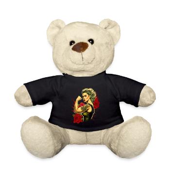 Femme forte Mère Roses Cadeau de fête des mères - Nounours - noir - Devant