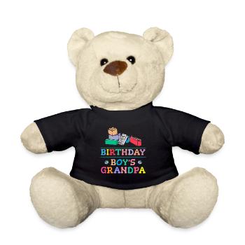 Birthday boy Grandpa building blocks - Teddy Bear - black - Front