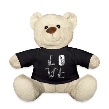 Saxophone Player Saxophonist Saxophone LOVE - Teddy Bear - black - Front