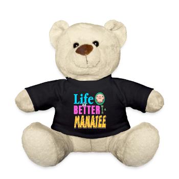 Life Is Better With A Manatee Retro Wildlife - Teddy - Schwarz - Vorne