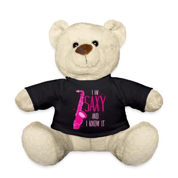 Saxophone Joke Saxy Jazz Saxophone - Teddy Bear - black - Front