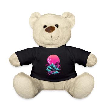 Vaporwave Abstrakte Landschaft Mond Baum - Teddy - Schwarz - Vorne