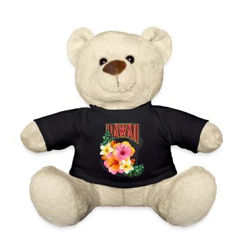 Hawaii, Hawaiian aloha, hibiscus flower - Teddy Bear - black - Front