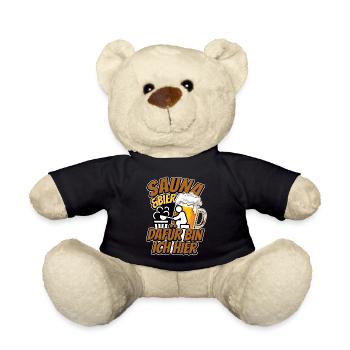 Sauna und Bier - Saunieren - Spruch - Teddy - Schwarz - Vorne