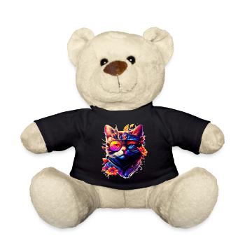 Hawaii Katzengesicht in stylisher Regenbogenfarbe - Teddy - Schwarz - Vorne