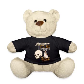 Skull Skull, Marionette, Skeleton Hand, Saying - Teddy Bear - black - Front