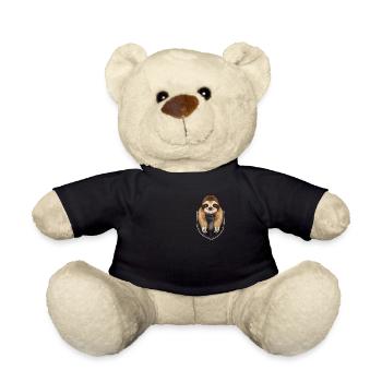 Funny Breast Pocket Sloth Lover Gift Idea - Teddy Bear - black - Front