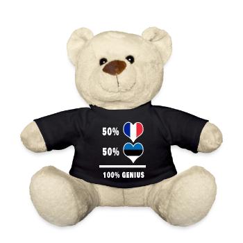 Estonie et France 100% génial Design de drapeau - Nounours - noir - Devant