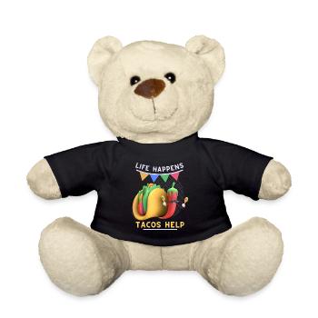 Funny Mexican Taco, Pepperoni 3D Tacos - Teddy Bear - black - Front