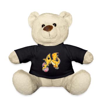 Dino with baby dinosaur family - Teddy Bear - black - Front