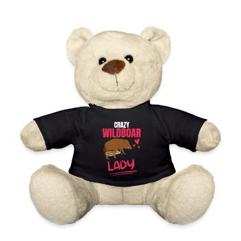 Crazy Wild Boar Lady Gift Wild Boar - Teddy Bear - black - Front