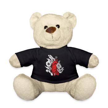 Anatomical Heart And Flowers - Teddy Bear - black - Front