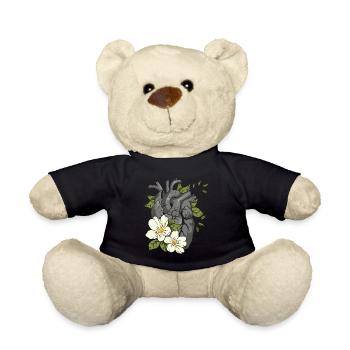 Anatomical Heart And Flowers - Teddy Bear - black - Front