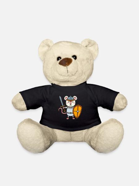 Süße Maus mit Schwert und Schild Ritter - Teddy - Schwarz