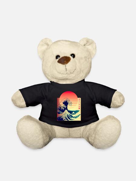 The Great Wave off Kanagawa - Teddy Bear - black