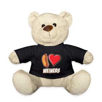 I Love Weiners Hotdog Lovers Puppy Heart Funny - Teddy Bear - black - Front