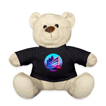 Retro Wave 80s Vaporwave Sunset - Teddy Bear - black - Front