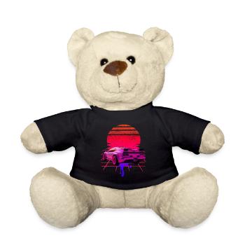 Retro Wave Supercar Sunset - Teddy Bear - black - Front
