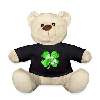 St Patrick's Day Tie Dye Shamrock Go Lucky Vintage - Teddy Bear - black - Front