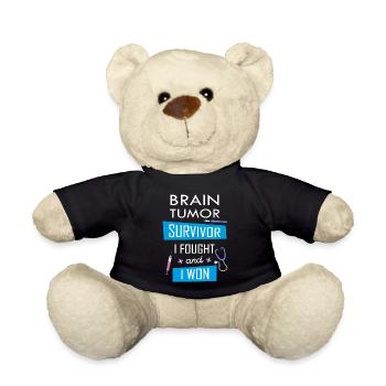 Brain Tumor survivor I fought and I won - Teddy Bear - black - Front