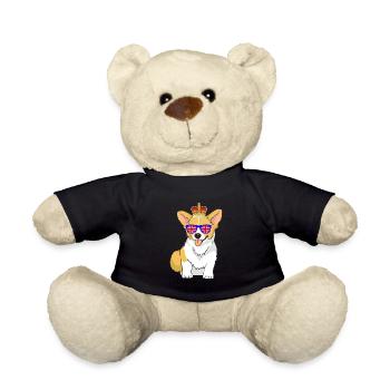 Corgi Dog Queen Elizabeth II British Crown - Teddy Bear - black - Front