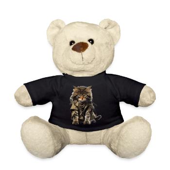 Grim cat as a special unit Veteran of the Army - Teddy Bear - black - Front