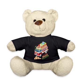 Pizza Food Truck, Italian Cuisine, Saying - Teddy Bear - black - Front
