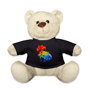 Farbspritzer Dackel Bunter Hund - Teddy - Schwarz - Vorne