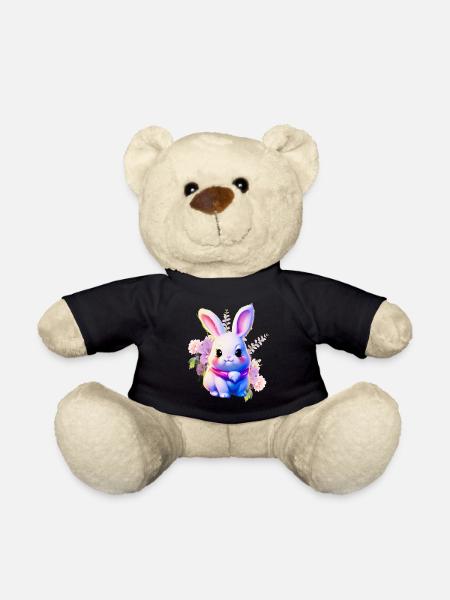 Blumen Osterhase niedlicher Hase - Teddy - Schwarz