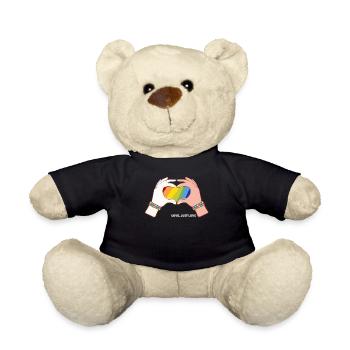 CSD LGBT Hände formen Regenbogen Herz Pride Love - Teddy - Schwarz - Vorne