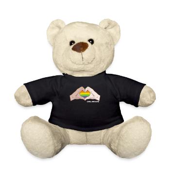 CSD LGBT Hände formen Regenbogen Herz Pride Love - Teddy - Schwarz - Vorne