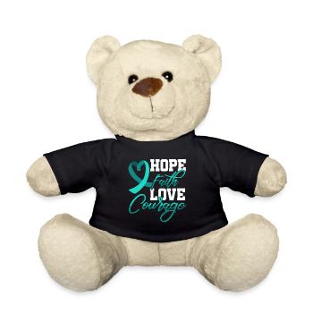 Hope Faith Love Courage Pstd Stress Awareness - Teddy Bear - black - Front