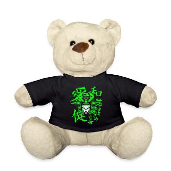 Kitsun Vaporwave Japanische Kami Vaporwave Kitsune - Teddy - Schwarz - Vorne