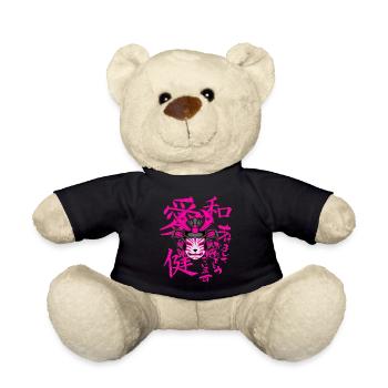 Kitsun Vaporwave Japanische Kami Vaporwave Kitsune - Teddy - Schwarz - Vorne