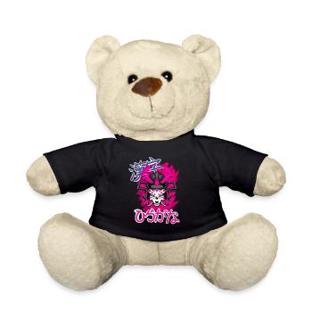 Kitsun Vaporwave Japanese Kami Vaporwave Kitsune - Teddy Bear - black - Front