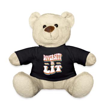 Vielfalt ist beleuchtet - Pride Rainbow LGBTQ+ - Teddy - Schwarz - Vorne