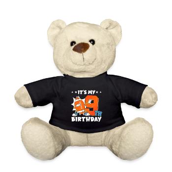 It's my 9th birthday American Football - Teddy Bear - black - Front