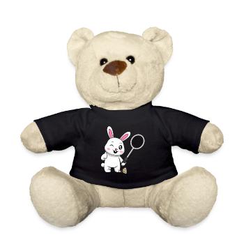 Hobby Sports Rabbit Playing Badminton Shuttlecock - Teddy Bear - black - Front