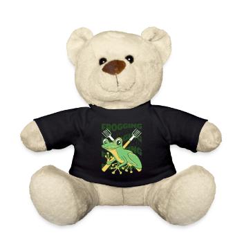 frogging tadpole tree frog toad frog catcher - Teddy Bear - black - Front