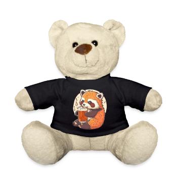 Panda roux savourant sa bière - Nounours - noir - Devant
