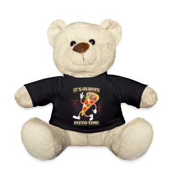 Pizza comique, drôle de dicton de pizza, pizza de dessin animé - Nounours - noir - Devant