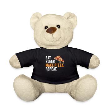 Eat Sleep Make Pizza Repeat Pizzablech Pizzaofen - Teddy - Schwarz - Vorne