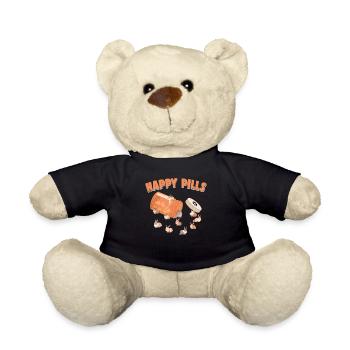 Happy Pills Lionhead Bunny Funny Rabbit Breed Pun - Nounours - noir - Devant