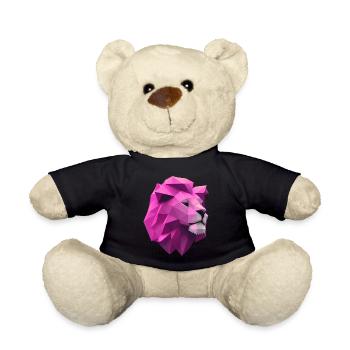 Lion pink Low Poly Art - Teddy Bear - black - Front