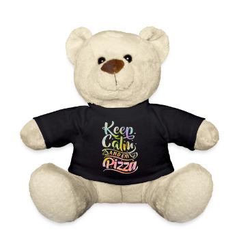 Pizza Spruch, Keep-Calm, italienische Pizzeria - Teddy - Schwarz - Vorne