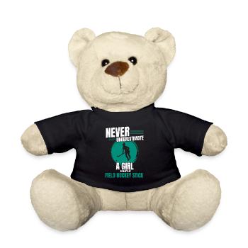 Girl With A Field Hockey Stick Scoring Sports Goal - Teddy Bear - black - Front