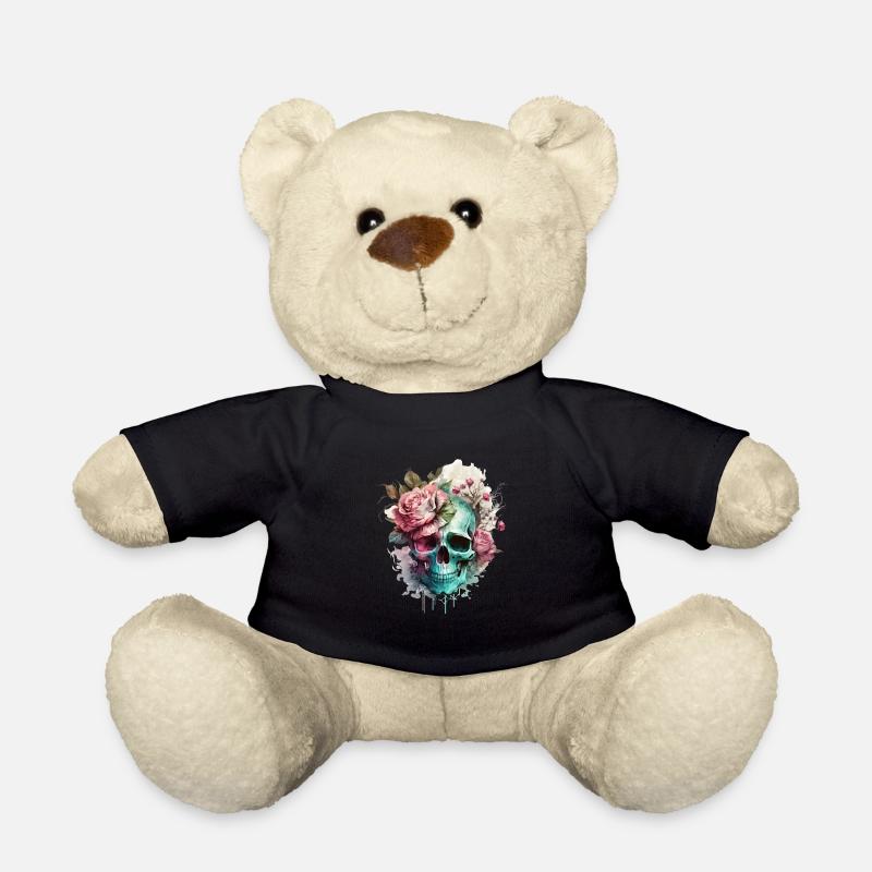 Totenkopf mit Rosen - Skull Dia De Los Muertos - Teddy - Schwarz