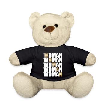 Woman mit Goldener und weißer Schrift - Teddy - Schwarz - Vorne