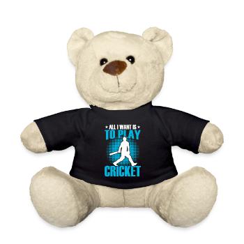 Ich Will Nur Cricket Spielen - Teddy - Schwarz - Vorne